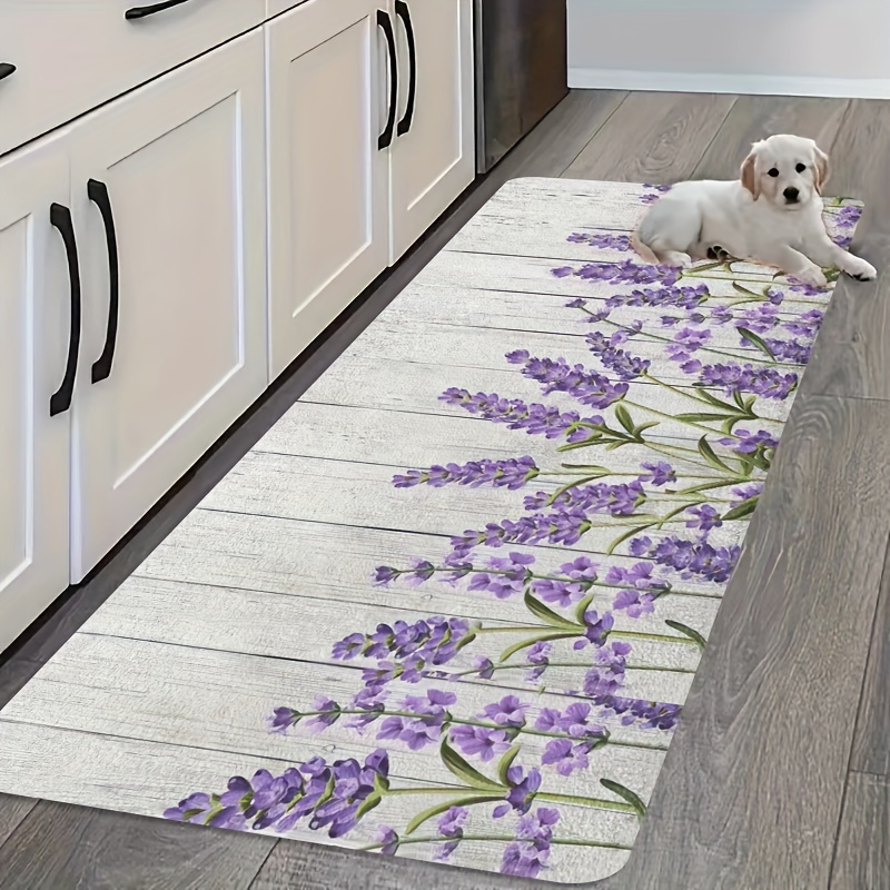 VIKAMA 花と植物のキッチンマット、ラベンダーの花柄デザ - Home Bathroom Door Design のレビューと価格