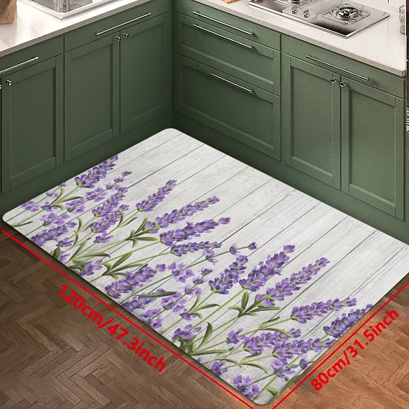 VIKAMA 花と植物のキッチンマット、ラベンダーの花柄デザ - Home Bathroom Door Design のレビューと価格
