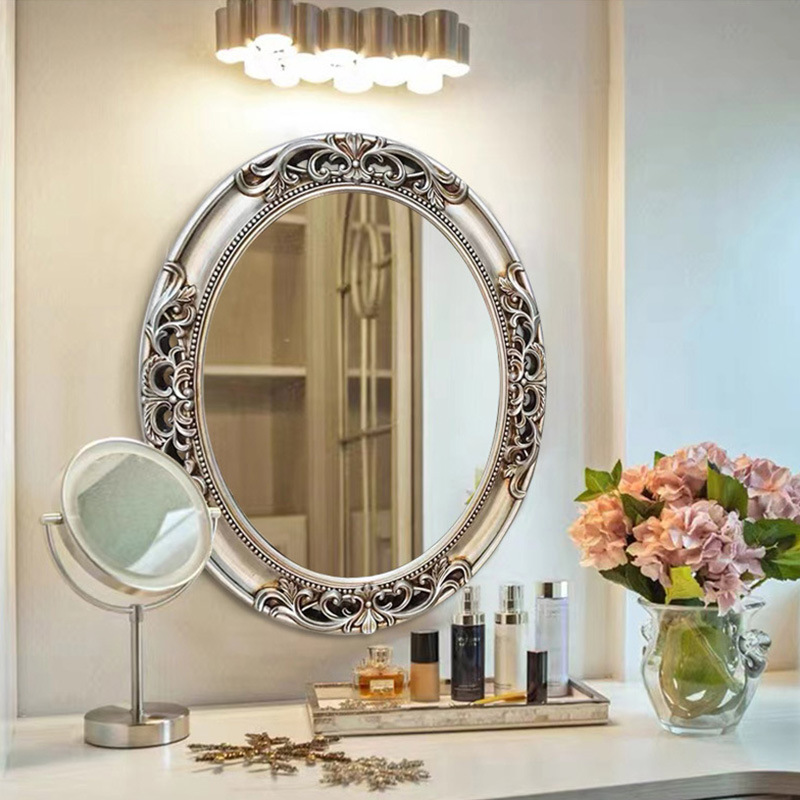 ヨーロッパ風オーバル型中空浴室鏡 家庭用壁掛け玄関装飾鏡 ト - Home Bathroom Vanity のレビューと価格