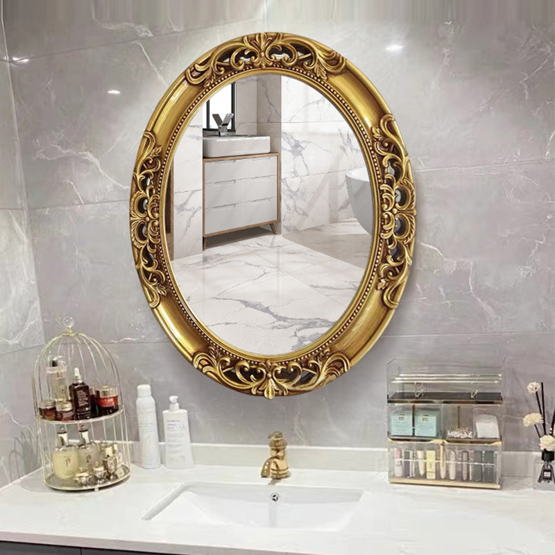 ヨーロッパ風オーバル型中空浴室鏡 家庭用壁掛け玄関装飾鏡 ト - Home Bathroom Vanity のレビューと価格