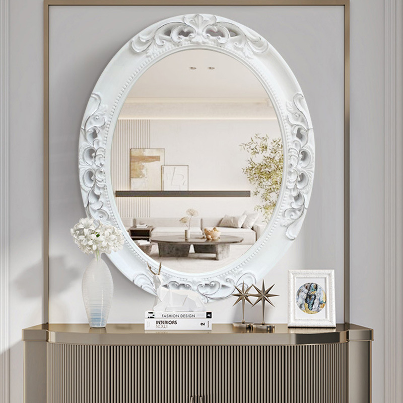 ヨーロッパ風オーバル型中空浴室鏡 家庭用壁掛け玄関装飾鏡 ト - Home Bathroom Vanity のレビューと価格