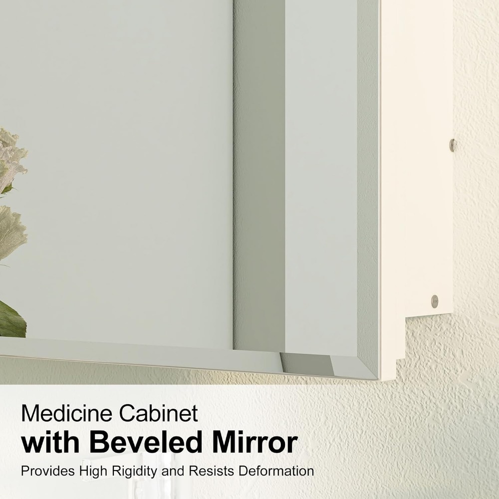 アーチ型埋め込み式薬棚（鏡付き、ガラス棚3枚、浴室壁用） - Bathroom Cabinet Mirror のレビューと価格