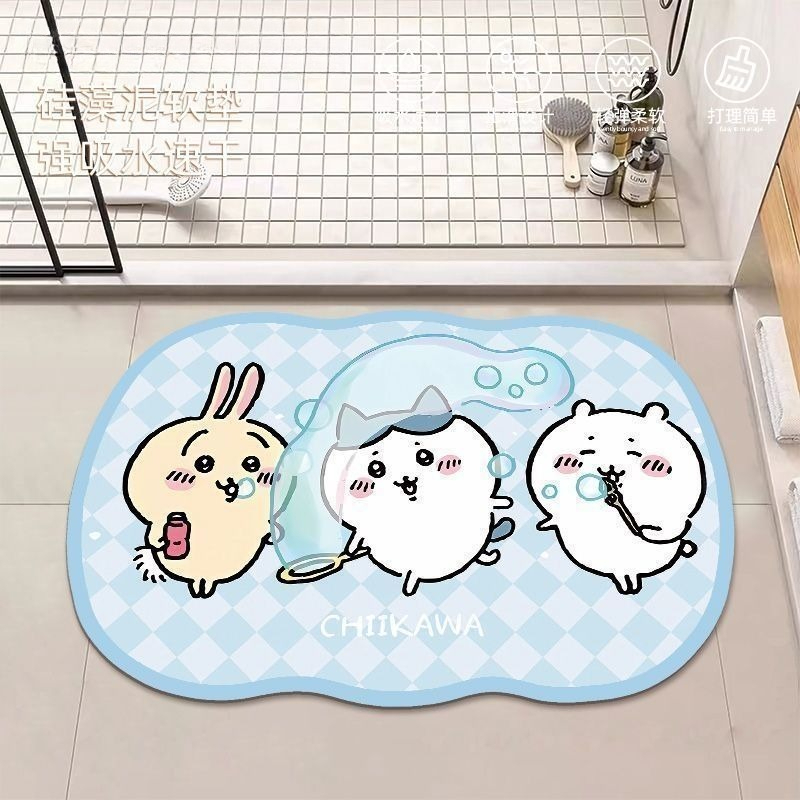 アニメちいかわハチワレうさぎ珪藻泥バスルームフロアマット滑り - Home Bathroom Accessories のレビューと価格