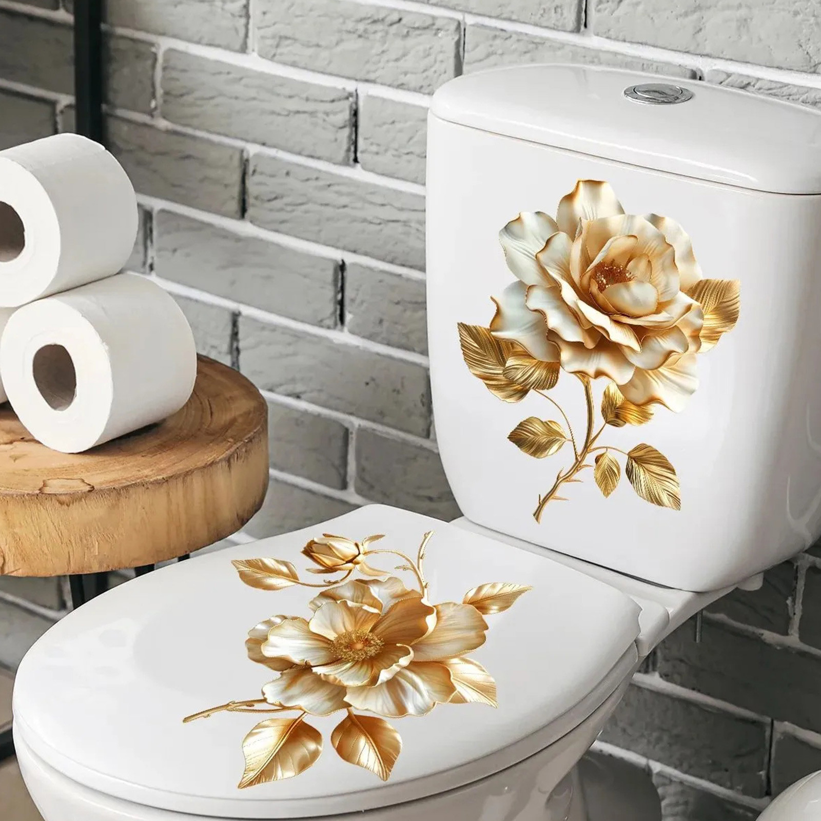 2 個の花柄トイレステッカー、バスルームの壁にロマンチックな - Home Of The Year Bathroom のレビューと価格