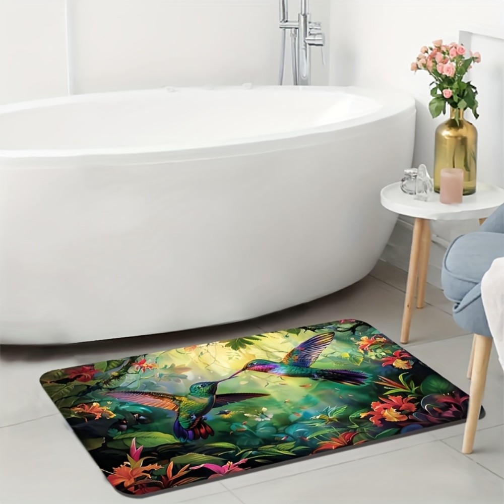 VIKAMA 春のハチドリ トロピカルデザイン フロアマット - Home Bathroom Door Design のレビューと価格
