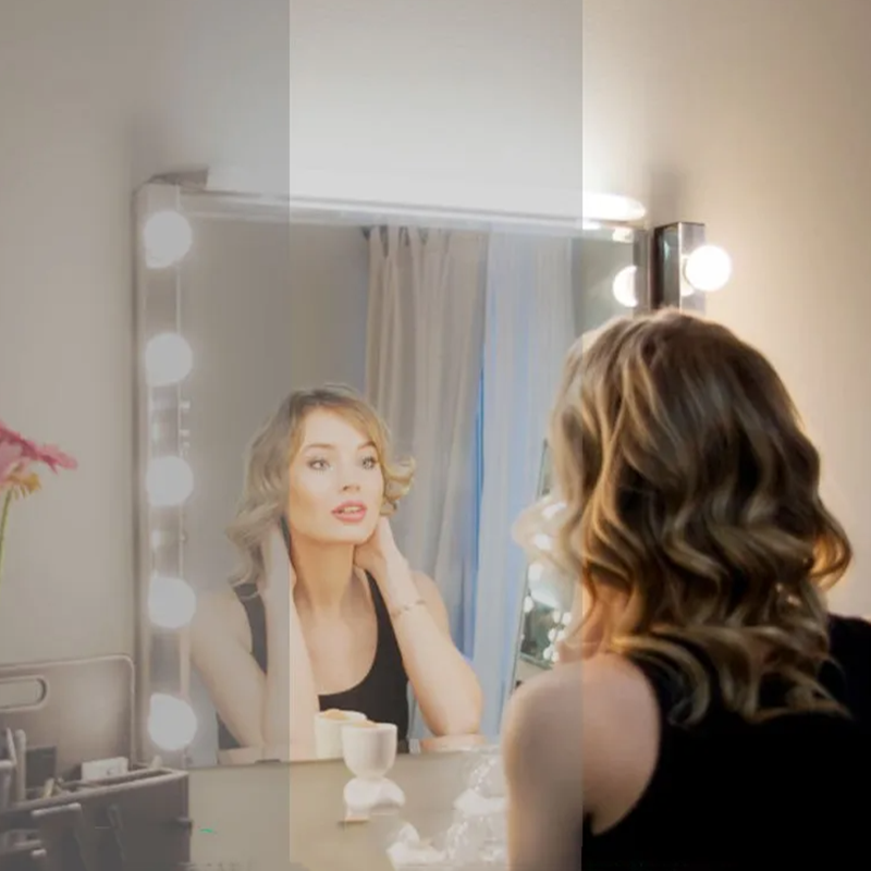 LEDミラー化粧鏡、ライト付き、3色調光可能なバニティライト - Home Bathroom Vanity のレビューと価格