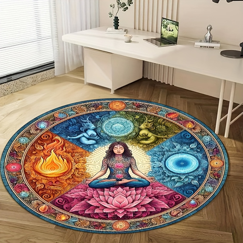チャクラロータスラウンドラグ水と火の経絡デザイン、滑り止めク - Home Bathroom Door Design のレビューと価格