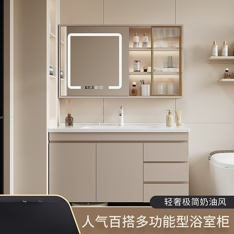 無垢材のバスルームキャビネットの組み合わせ、一体型セラミック - Bathroom Cabinet Mirror のレビューと価格