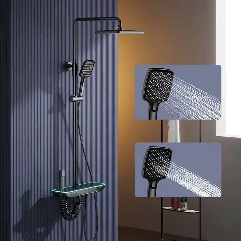 スマートデジタルサーモスタットシャワーセット真鍮ピアノキーバ - Home And Bathroom のレビューと価格